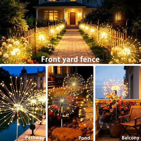 Galavasen 150LED 8 2Pack Solar Fireworks Lights for Outside, Modes Fireworks Solar Lights Outdoor, Fairy Garden Flowers