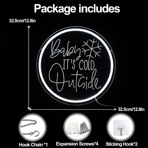 Baby It's Cold Outside Neon Sign For Winter Window Decor Led Baby Letters Neon Light Hanging Acrylic Night Light