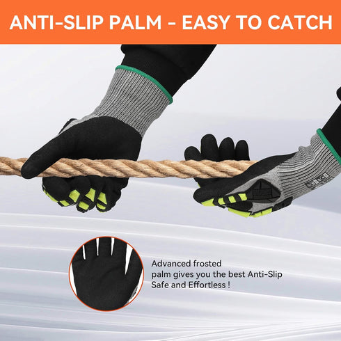 Safety Work Gloves, Impact Gloves for Men Women, Cut Resistant Non-Slip Heavy Duty with Nitrile Grip