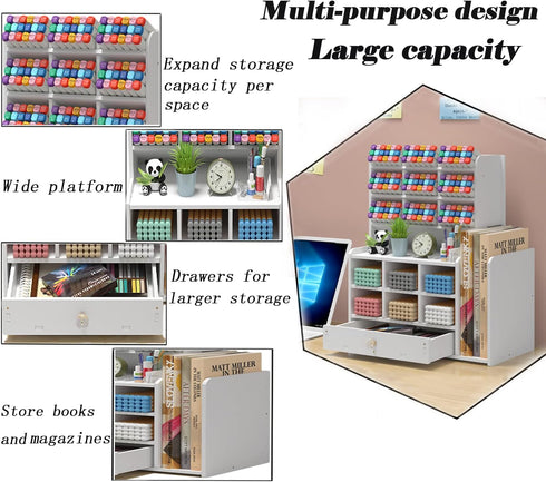 Awnustenestt 15 1 1 Pen organizer for desk,Marker organizer,Pen holder with drawer,Pencil Holder,with Compartments