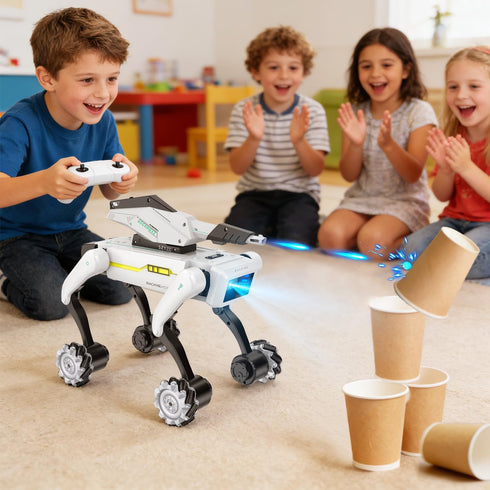 2 Packs Robot Dog Shooting Turret Accessory: Water Bomb Launcher (Comes with of Water Bombs) Multiple Gameplay Modes