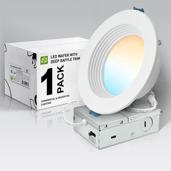 ASD 1 Pack Deep Regressed Baffle Trim Recessed Light, LED Wafer Lights