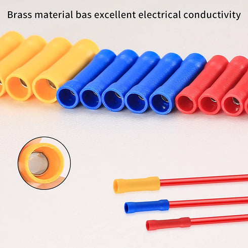 150 Pcs Electrical Butt Connectors Kit, Assorted Insulated Electrical Straight Wire Terminal Connectors