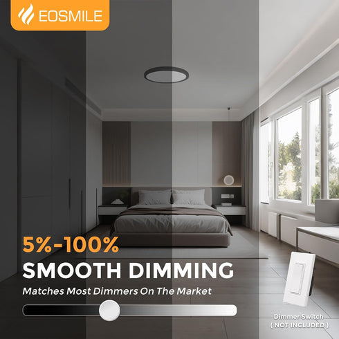 2Pack 12 Inch 25W, 3000LM, 95+, 2700K-5000K 5CCT Dimmable, LED Flush Mount Ceiling Light, CRI & Black Round Surface
