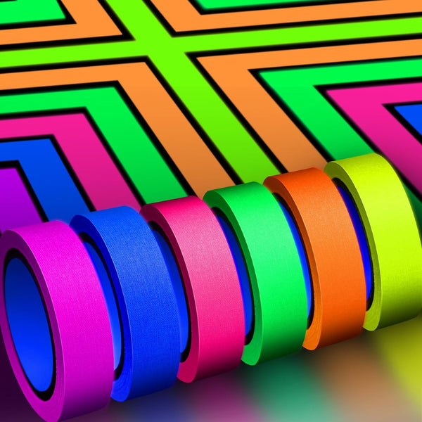 Whaline 6 Colors Neon Gaffer Cloth Tape - Fluorescent UV Blacklight Tape for UV Party (0.6 inch x 16.5 feet)