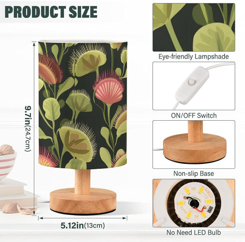 ALAZA Venus Flytrap Pattern Bedside Table Lamp for Bedroom Living Room Nightstand LED Light Lamps,Bedside Lamps