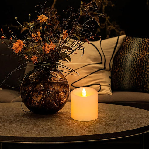 3x3 Flickering Flameless Candles Set of 1, 600 Hours Battery Life with Timer, 3 inch Ivory Candles for Indoor/Outdoor