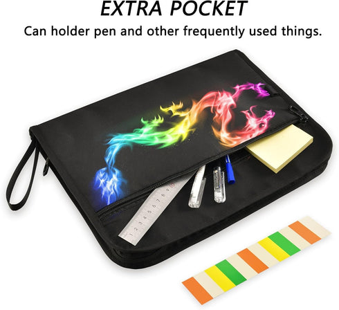 Fire Rainbow Dragon Expanding File Folder, 13 Pockets Accordion Organizer with Sticky Labels for A4 Documents