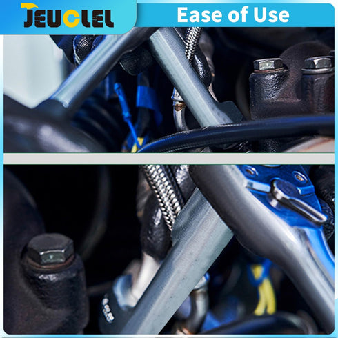 JEUCLEL 15mm 3/8" Drive Diesel Injector Fuel Line Socket Wrench, Flare Nut Socket for Fastener on Bent Pipes, Wired