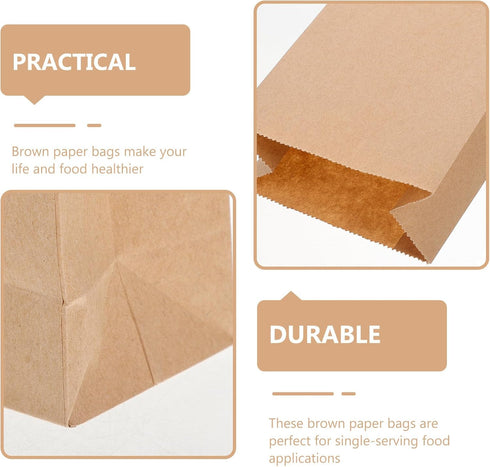 60g 3# 100pcs Packaging SOLUSTRE Kraft Paper Bread Bags Small Size Thin Portable Bakery Treat Bags for Household Cookie