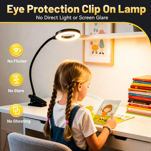 Blakapoo 5 5 Clip on Reading Light for Bed Headboard, Rechargeable Battery with Large Clamp, Colors & Brightness