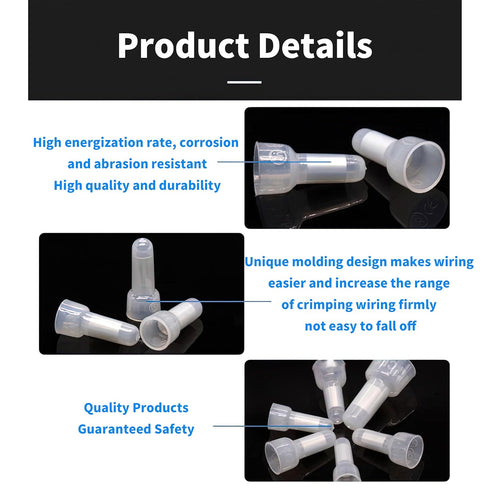 600pcs Closed End Crimp Connectors, Nylon Wire Crimp Terminals for 22-16/16-14/12-10/10-8 AWG