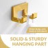 APLusee Brushed Gold Bath Robe Hook, 304 Stainless Steel Double L Shape Coat Hanger, Bathroom Home Accessories