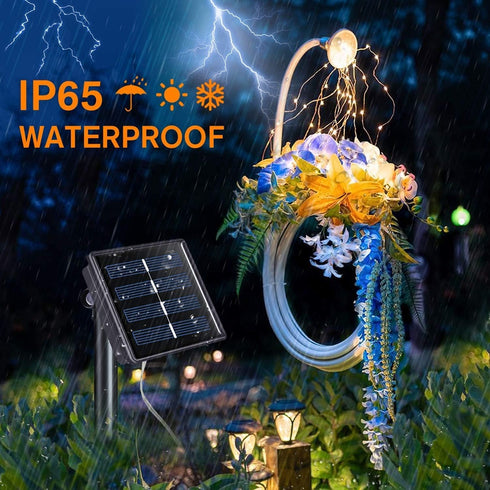 QITONG Warm White Solar Fairy Lights, 2 Pack Each 66ft 200 LED Outdoor String Lights, 8 Modes Silver Wire
