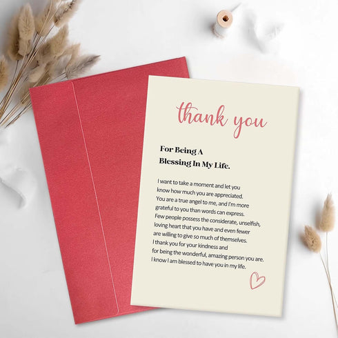 Qiavor Heartfelt Thank You Card for Friend Family Coworker, Poem Appreciation Card for Teacher Doctor Nurse