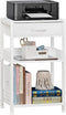 Lerliuo White Printer Stand with Fabric Drawer, 3 Tier Industrial Side Table, Modern Small Desk Holder