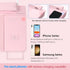 SHANTRA 16" x 7" Desktop Whiteboard, Fast Charger Station & Adjustable LED Lamp, Pink Desk Dry Erase Board