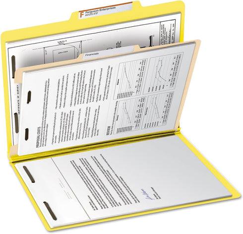 Smead Classification File Folder, 1 Divider, 2" Expansion, Letter Size, Yellow, 10 per Box (13704)