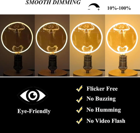 Bulb Bulb 40 Dimmable E26 Bulb 4W 1800K Sunaiony Decorative Light Unique Globe Watt Equivalent, Spiral Filament Large