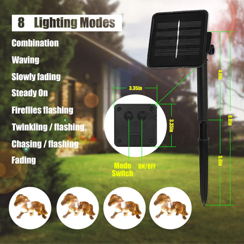 Outdoor Solar Lights | Solar Garden Lights Cute Decorative Fairy String Lights | Waterproof Horse Gifts for Women