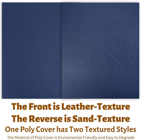 Binditek 100 Pack 16 Mil Leather-Textured Heavyduty Polycovers, Letter Size, Plastic Binding Presentation Covers, 8-1/2