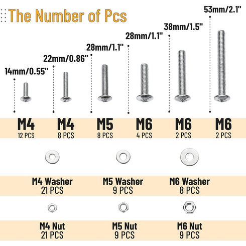Mr. Pen Bolts, Nuts, and Washer Assortment Kit, 226 pcs, Assorted Nuts and Bolts for DIY Projects