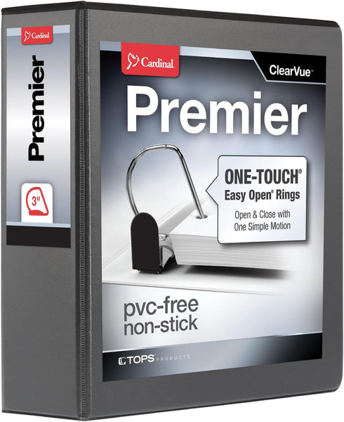 Cardinal 3 Ring Binder (10331) - Durable 3 Inch Premier Easy Open Binder, ONE-Touch Slant-D Rings, 650-Sheet Capacity,