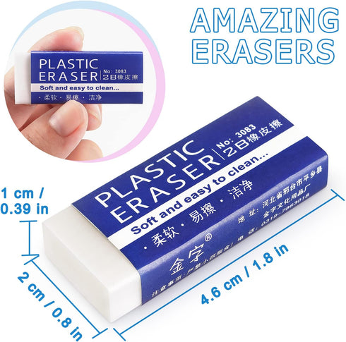 Tamaki 6 Pack Pencil Erasers, Large White Erasers for School Office, Art Erasers for Drawing by Tamaki