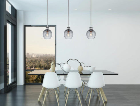 17052 1-Light Minka Lavery Chrome Mini Pendant with Smoked Glass