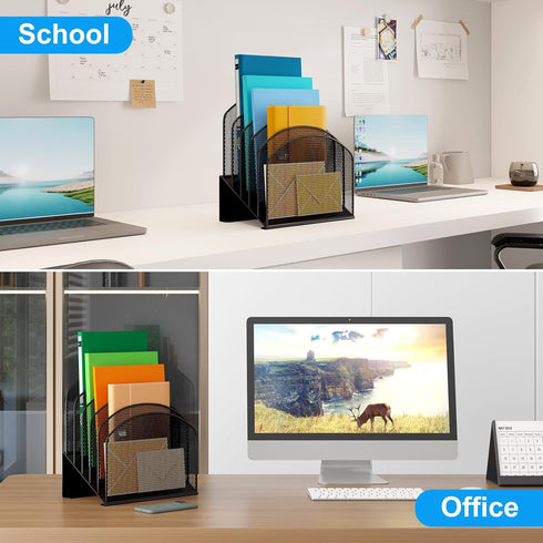 Desk File Organizer, Metal Mesh Vertical Folder Holder for Office, School, Home, 1 Pack