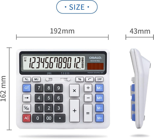 Desktop Calculator with Extra Large LCD Display, 12 Digits Accounting Calculator (OS-2135 Pro-2Pcs)