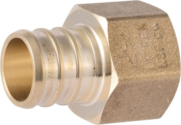 SharkBite Brass Plumbing Fitting, 3/4 x 1/2 Inch FNPT Crimp Connector for PEX Pipe, PE-RT, UC092LFA