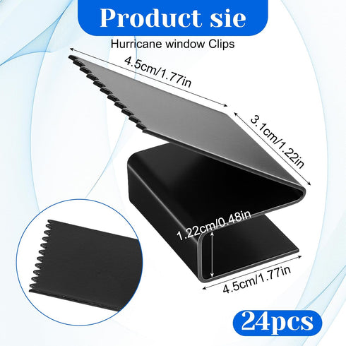 24 Pack 1/2 Inch Hurricane Window Clips, Fit for Thick Plywood/Brick/Wood & Stucco, Universal Reusable, Iron Window
