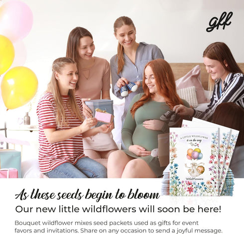 GFF Grass Flip Flops Pack 25 Packet of Pre-Filled Bouquet Seed Mix Girl Boy Baby Shower Party Favors Baby Announcements