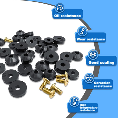 96 PCS 10 Size Faucet Washers Assorted Kit with Brass Bibb Screws for DIY Outdoor Faucets Stem Leak Repair