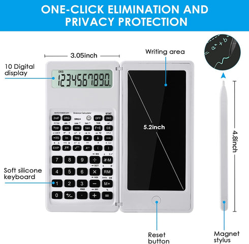 Scientific Calculators for Students, 10-Digit Large Screen Math Calculator with Notepad, Essential for Middle High