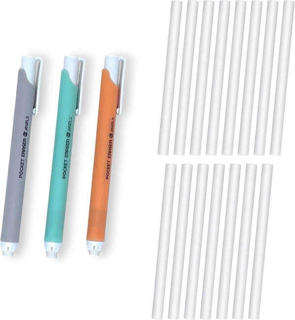 Mechanical Pocket Eraser | Retractable Pen-Style Eraser for Precision Erasing | Portable Push-Button Eraser with 15