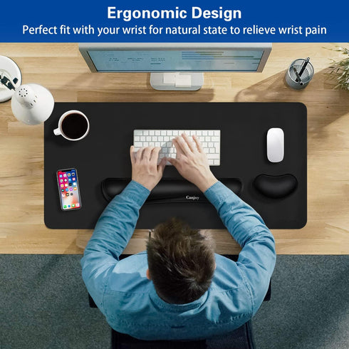 Canjoy Keyboard Wrist Rest Pad - Ergonomic Cushion Support for Computer, Laptop, Anti-Skid Rubber Base