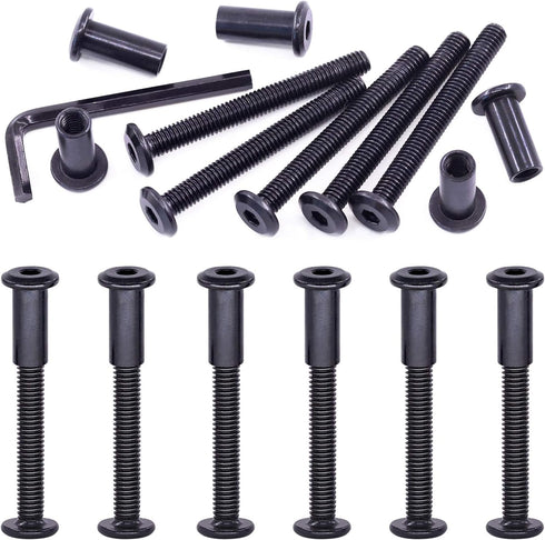 Swpeet 25Pcs M6x55mm Carbon Steel Black Hex Drive Socket Cap Bolts Assortment Kit with 1 Allen Wrench