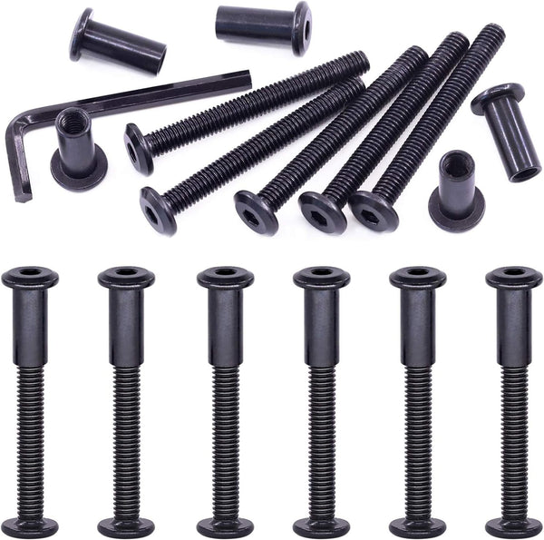 Swpeet 25Pcs M6x55mm Carbon Steel Black Hex Drive Socket Cap Bolts Assortment Kit with 1 Allen Wrench