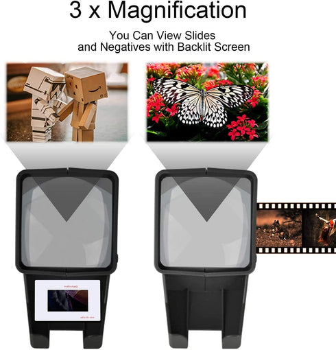 Rybozen 35mm 3X 35mm Negatives(4AA Slide Viewer, Magnification and Desk Top LED Lighted Illuminated Viewing and Battery
