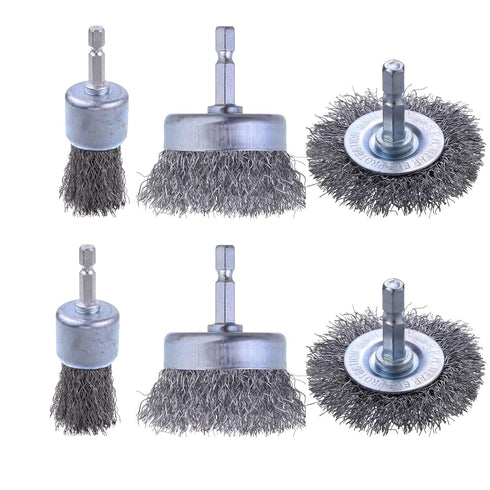 Rocaris 6 Pack Carbon Steel Wire Wheel and Pen Brush Set with