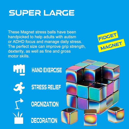 30 20mm Jumbo Fidgets Science Kit Neat Magnets Blocks Hematite Magnetic Magnets Ring Gifts for Kids Adults
