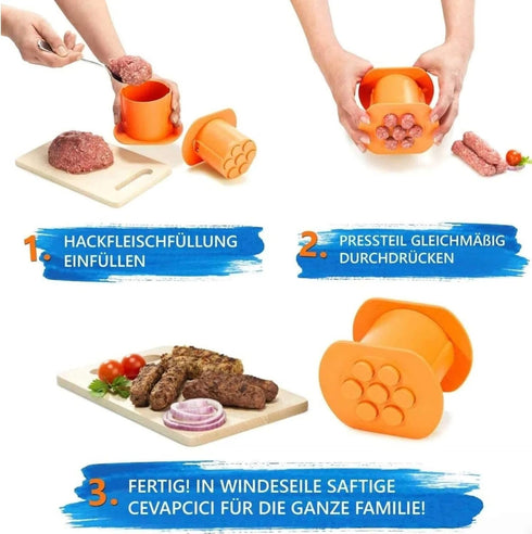 Generic Manual Sausage and Hot Dog Maker, Non-Stick Sausage Mold for Home Cooking, Barbecue and Kitchen Use