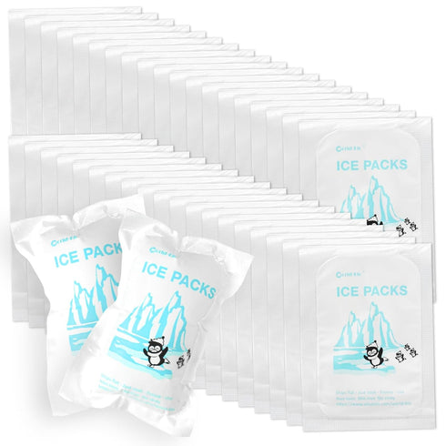 Small Shipping Dry Ice Packs, 48 Bulk Dry Ice Sheets for Coolers, Reusable, Long Lasting