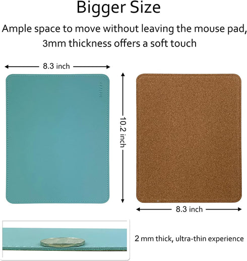 MelVan PU Leather Mouse Pad with Stitched Edge, Waterproof Gaming Mouse Pad Mat for Computers, Laptop, Office & Home,