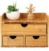 VERGOODR Rustic Distressed White 3-Tier Bamboo Desk Organizer with 3 Drawers, Mini Storage Shelf for Office Supplies