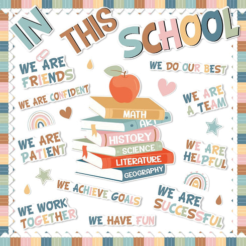 Boho Motivational Bulletin Board Classroom Decoration Set, Affirmation Station Cutouts for Elementary School