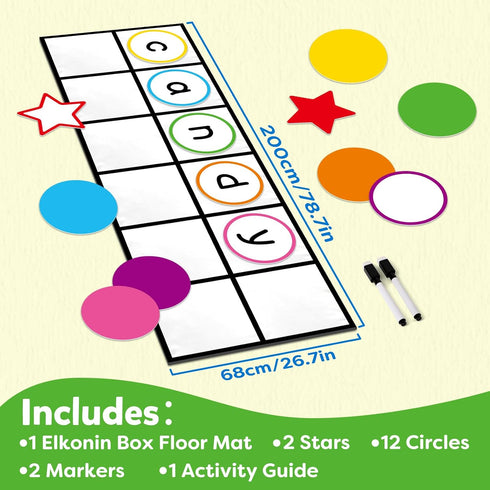 HugHush Set,Kindergarten Elkonin Box Floor Mat Activity Learning Activities,Phonemic Awareness & Phonics Games,Science