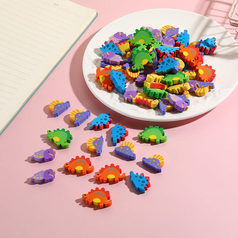 ZAKVOOR 60 Pack Dinosaur Pencil Erasers, Bulk for Classroom, Party Favor, Gift Filling, Home School Work Reward